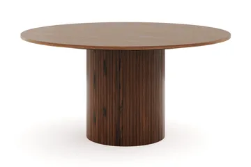 Kopparbo Runt Matbord 150 cm med 6 Filip Matstolar - Valnöt / Vit Bouclé - Products - Möbler - Bord & matgrupp - Matgrupp