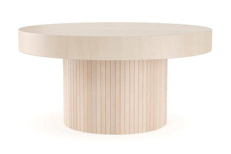 Kopparbo Soffbord 90 cm Runt Vitlaserad Ek, Ljust vitlaserat ekträ