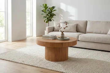 Kopparbo Soffbord Rund 85 cm tjock bordsskiva - Ek - Products - Möbler - Bord & matgrupp - Soffbord