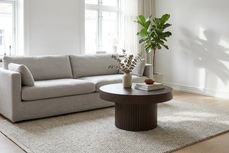 Kopparbo Soffbord Rund 85 cm tjock bordsskiva - Rökt ek - Products - Möbler - Bord & matgrupp - Soffbord