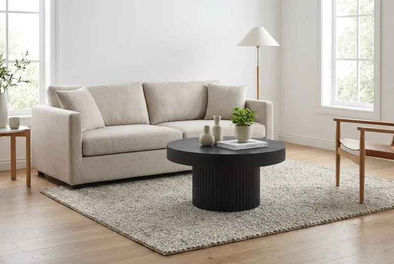 Kopparbo Soffbord Rund 85 cm tjock bordsskiva - Svart - Products - Möbler - Bord & matgrupp - Soffbord