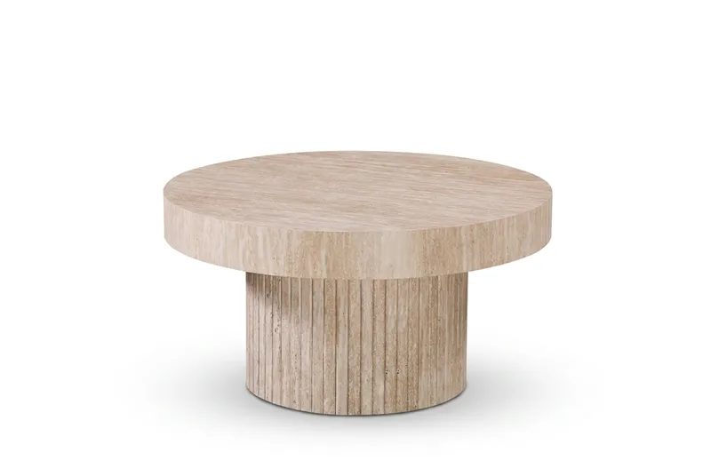 Kopparbo Soffbord Rund 85 cm tjock bordsskiva - Travertin - Products - Möbler - Bord & matgrupp - Soffbord