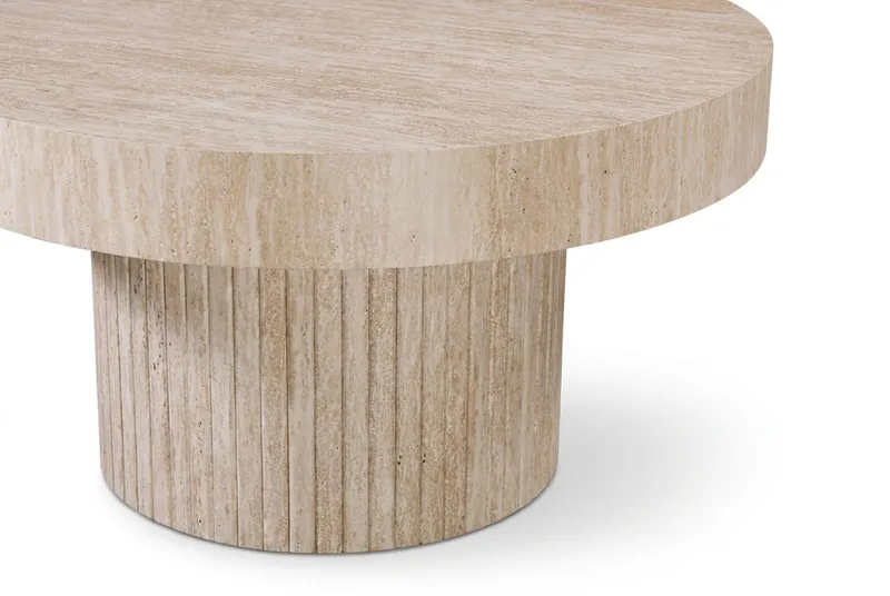 Kopparbo Soffbord Rund 85 cm tjock bordsskiva - Travertin - Products - Möbler - Bord & matgrupp - Soffbord