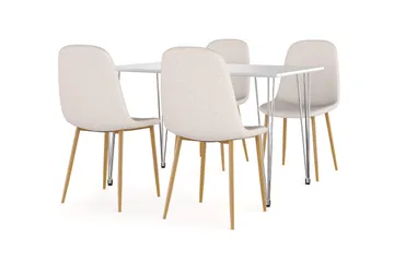 Kronblom Matbord 120 cm +  4 st Nibe stol beige med ek ben - Vit/Beige - Products - Möbler - Bord & matgrupp - Matgrupp