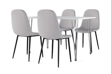 Kronblom Matbord 120 cm +  4 st Nibe stol grå med svarta ben - Vit/Grå - Products - Möbler - Bord & matgrupp - Matgrupp