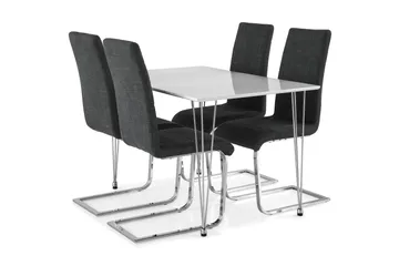 Kronblom Matgrupp 120 cm med 4 Cibus Stol - Vit/Krom/Grå - Products - Möbler - Bord & matgrupp - Matgrupp