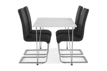 Kronblom Matgrupp 120 cm med 4 Cibus Stol - Vit/Krom/Grå - Products - Möbler - Bord & matgrupp - Matgrupp