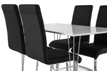 Kronblom Matgrupp 120 cm med 4 Cibus Stol - Vit/Krom/Svart PU - Products - Möbler - Bord & matgrupp - Matgrupp