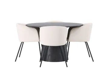 Lanzo Matgrupp 120 cm Rund med 4 Berit stolar - Beige - Products - Möbler - Bord & matgrupp - Matgrupp