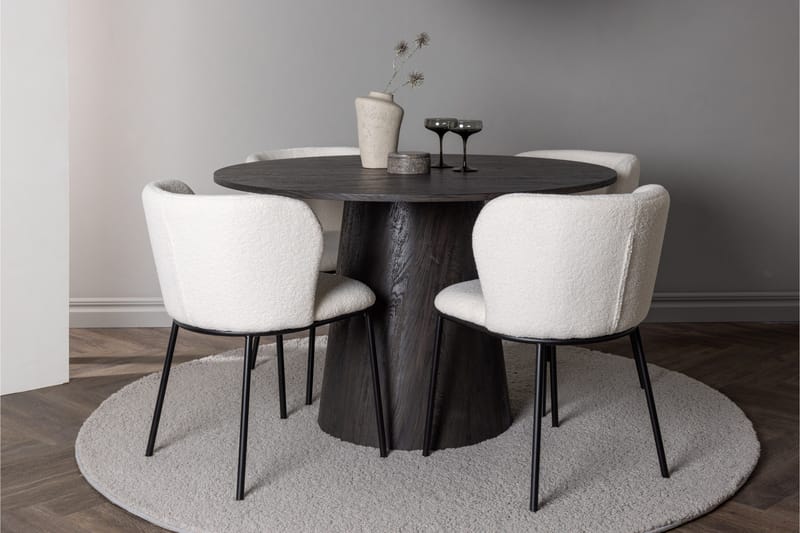 Lanzo Matgrupp 120 cm Rund med 4 Edina Stolar - Mocca - Products - Möbler - Bord & matgrupp - Matgrupp