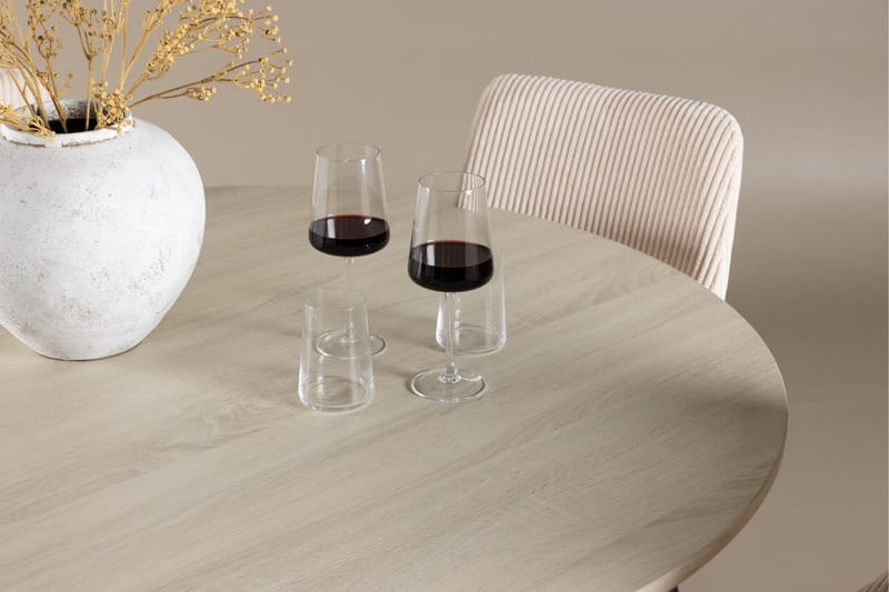 Lanzo Matgrupp 120 cm Rund med 4 Leone stolar - Whitewash/Beige - Products - Möbler - Bord & matgrupp - Matgrupp