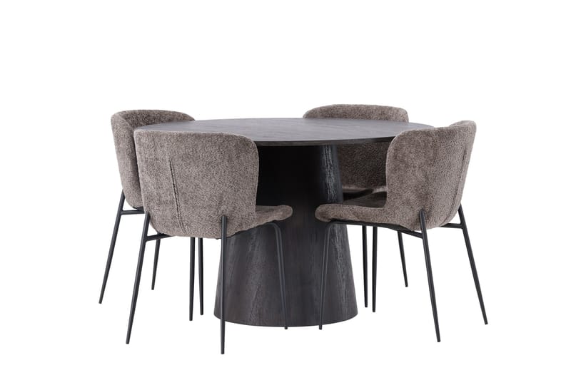 Lanzo Matgrupp 120 cm Rund med 4 Modesto stolar - Svart - Products - Möbler - Bord & matgrupp - Matgrupp