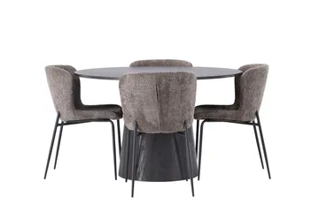 Lanzo Matgrupp 120 cm Rund med 4 Modesto stolar - Svart - Products - Möbler - Bord & matgrupp - Matgrupp