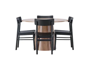 Lanzo Matgrupp 120 cm Rund med 4 Montros Stolar - Natur - Products - Möbler - Bord & matgrupp - Matgrupp