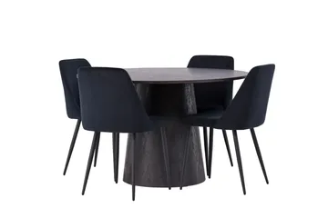 Lanzo Matgrupp 120 cm Rund med 4 Night stolar - Svart - Products - Möbler - Bord & matgrupp - Matgrupp
