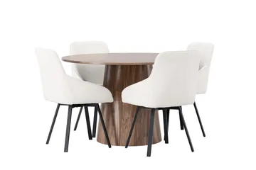 Lanzo Matgrupp 120 cm Rund med 4 Rosie Stolar - Natur - Products - Möbler - Bord & matgrupp - Matgrupp