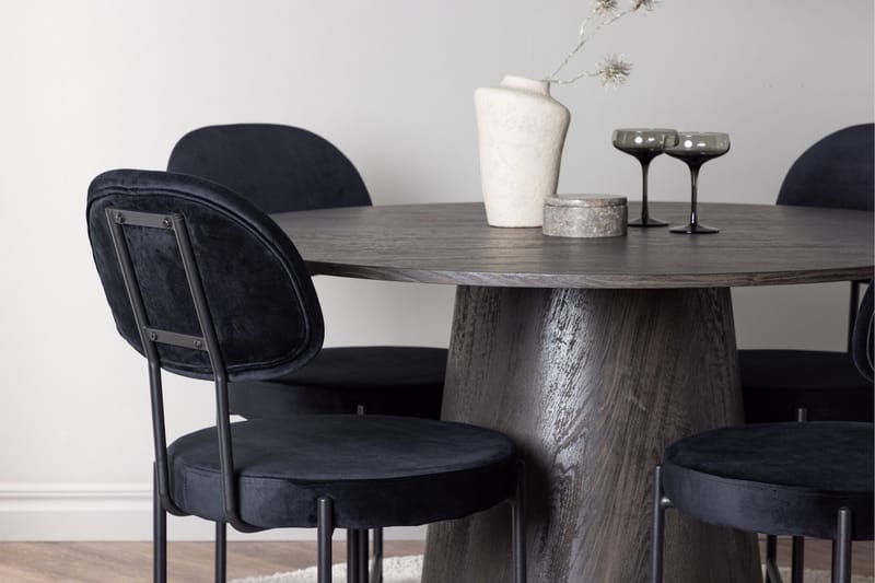 Lanzo Matgrupp 120 cm Rund med 4 Stella stolar - Svart - Products - Möbler - Bord & matgrupp - Matgrupp