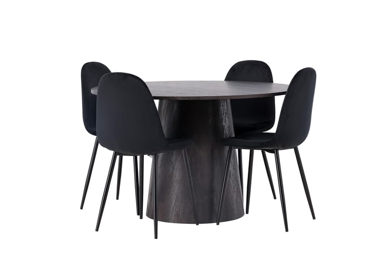 Lanzo Matgrupp 120 cm Rund med 4 Polar stolar - Svart - Products - Möbler - Bord & matgrupp - Matgrupp