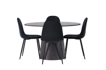 Lanzo Matgrupp 120 cm Rund med 4 Polar stolar - Svart - Products - Möbler - Bord & matgrupp - Matgrupp