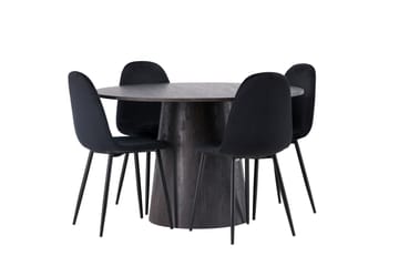Lanzo Matgrupp 120 cm Rund med 4 Polar stolar - Svart - Products - Möbler - Bord & matgrupp - Matgrupp