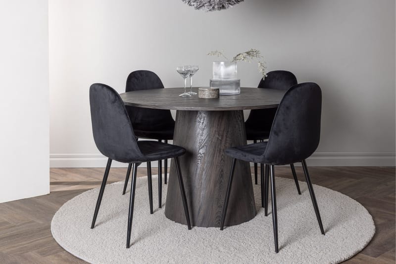Lanzo Matgrupp 120 cm Rund med 4 Polar stolar - Svart - Products - Möbler - Bord & matgrupp - Matgrupp