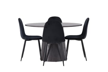 Lanzo Matgrupp 120 cm Rund med 4 Polar stolar - Svart - Products - Möbler - Bord & matgrupp - Matgrupp