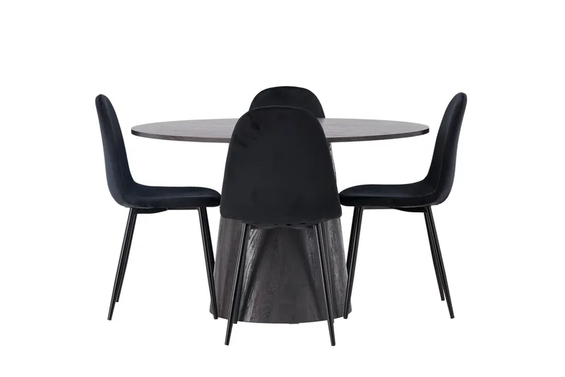 Lanzo Matgrupp 120 cm Rund med 4 Polar stolar - Svart - Products - Möbler - Bord & matgrupp - Matgrupp