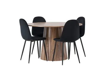 Lanzo Matgrupp 120 cm Rund med 4 Polar Stolar - Natur - Products - Möbler - Bord & matgrupp - Matgrupp