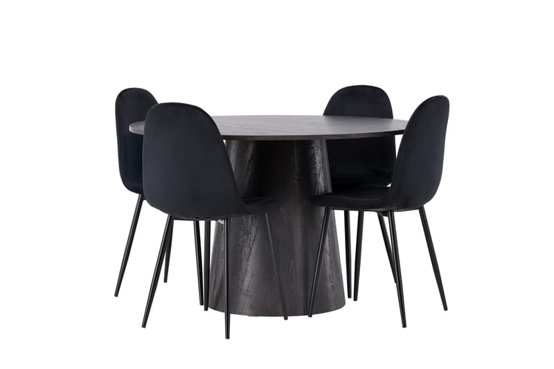 Lanzo Matgrupp 120 cm Rund med 4 Polar stolar - Svart - Products - Möbler - Bord & matgrupp - Matgrupp