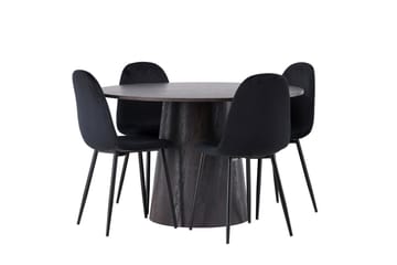 Lanzo Matgrupp 120 cm Rund med 4 Polar stolar - Svart - Products - Möbler - Bord & matgrupp - Matgrupp