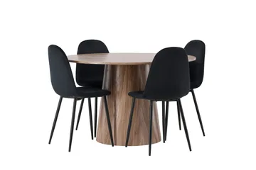 Lanzo Matgrupp 120 cm Rund med 4 Polar Stolar - Natur - Products - Möbler - Bord & matgrupp - Matgrupp