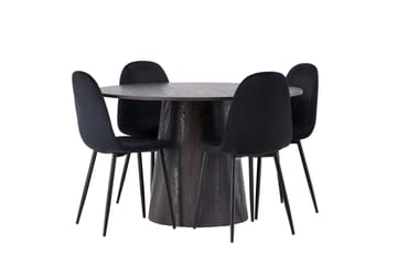 Lanzo Matgrupp 120 cm Rund med 4 Polar stolar - Svart - Products - Möbler - Bord & matgrupp - Matgrupp