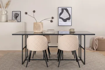 Leif Matgrupp 200 cm Rektangulär med 4 Velvet stolar - Beige - Products - Möbler - Bord & matgrupp - Matgrupp
