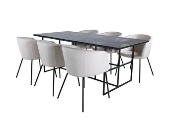 Leif Matgrupp 200 cm Rektangulär med 6 Berit stolar - Beige - Products - Möbler - Bord & matgrupp - Matgrupp