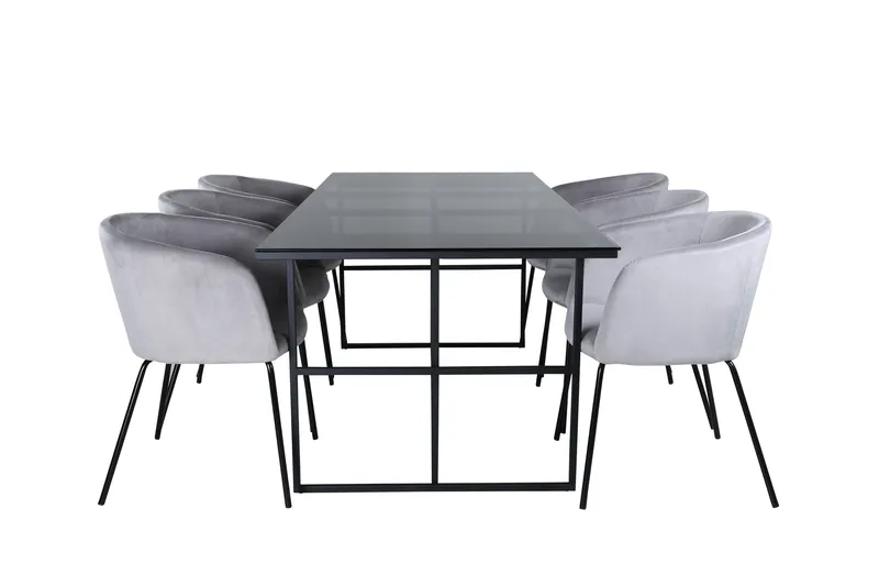 Leif Matgrupp 200 cm Rektangulär med 6 Berit stolar, Svart