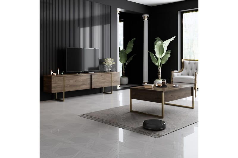 Luxe Soffbord 90x40 cm Brun/Guld - Hanah Home - Products - Möbler - Bord & matgrupp - Soffbord