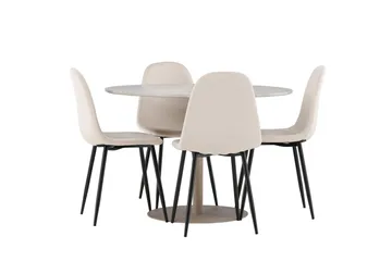 Lycke Matgrupp 110 cm Rund med 4 Polar stolar - Beige/Beige - Products - Möbler - Bord & matgrupp - Matgrupp