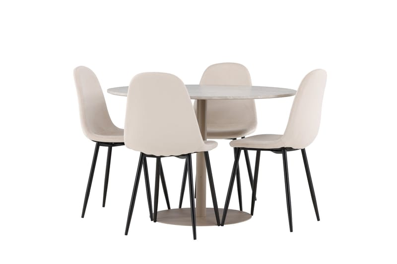 Lycke Matgrupp 110 cm Rund med 4 Polar stolar - Beige/Beige - Products - Möbler - Bord & matgrupp - Matgrupp