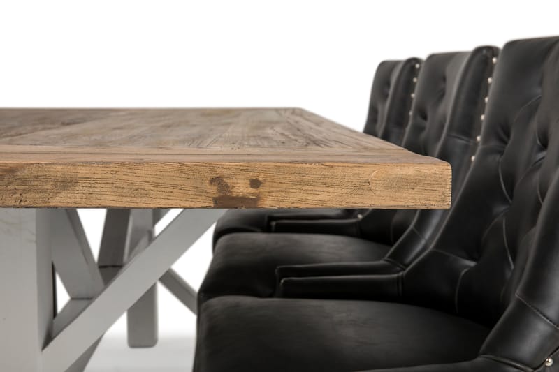 Lyon Matgrupp 200 cm med 6 Tuva Fåtölj - Natur/Vit/Svart - Products - Möbler - Bord & matgrupp - Matgrupp