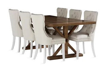 Lyon Matgrupp 200x100 cm inkl 6 Bergviken Stolar - Brun - Products - Möbler - Bord & matgrupp - Matgrupp