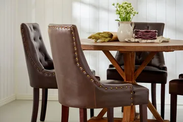 Lyon Matgrupp Rund med 4 st Tuva Fåtölj Konstläder - Trä/Mörkbrun - Products - Möbler - Bord & matgrupp - Matgrupp