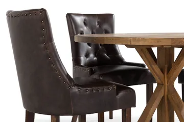 Lyon Matgrupp Rund med 4 st Tuva Fåtölj Konstläder - Trä/Mörkbrun - Products - Möbler - Bord & matgrupp - Matgrupp