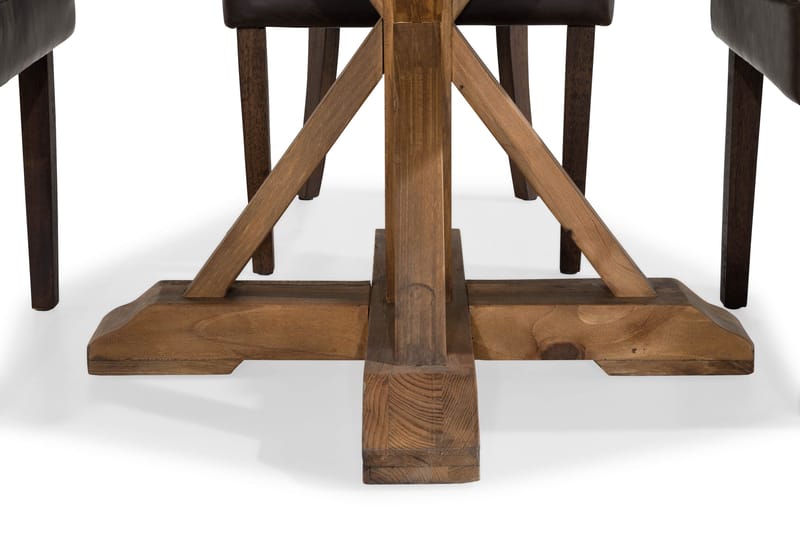 Lyon Matgrupp Rund med 4 st Tuva Fåtölj Konstläder - Trä/Mörkbrun - Products - Möbler - Bord & matgrupp - Matgrupp