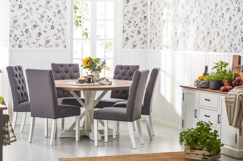 Lyon Runt Matbord 150 cm - Vintage / Natur / Vit / Trä - Products - Möbler - Bord & matgrupp - Matbord & köksbord