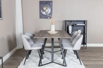 Malvina Matgrupp 180 cm Rektangulär med 6 Sedavi Stolar - Svart - Products - Möbler - Bord & matgrupp - Matgrupp