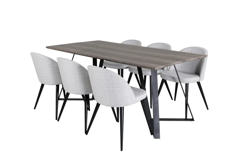 Malvina Matgrupp 180 cm Rektangulär med 6 Sedavi Stolar - Svart - Products - Möbler - Bord & matgrupp - Matgrupp