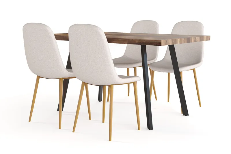 Marcelen Matbord Förlängningsbart med illäggsskiva +  4 st Nibe stol beige med ek ben - Brun/Beige - Products - Möbler - Bord & matgrupp - Matgrupp