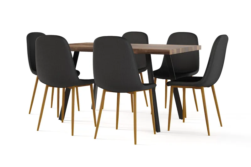 Marcelen Matbord Förlängningsbart med illäggsskiva +  4 st Nibe stol svart med ek ben - Brun/Svart - Products - Möbler - Bord & matgrupp - Matgrupp