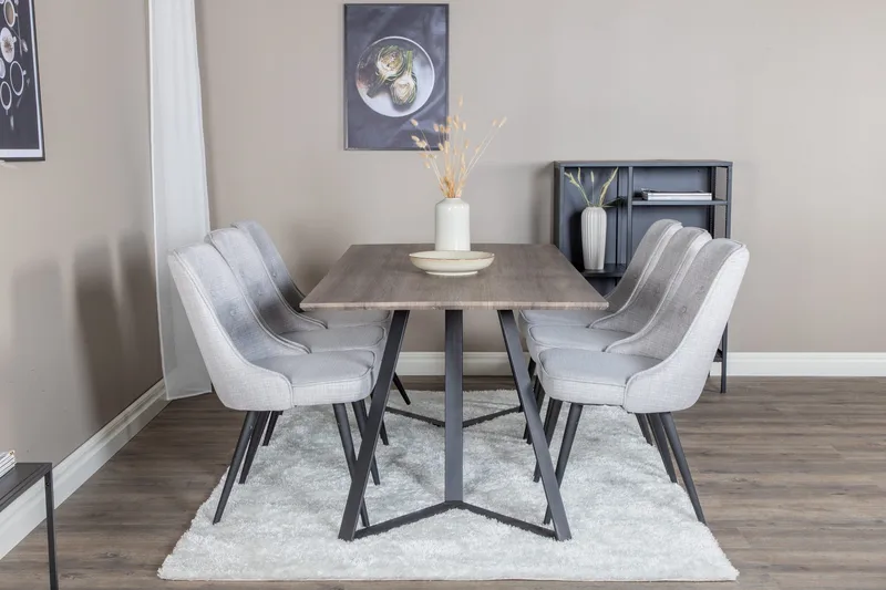 Marina Matgrupp 180 cm Rektangulär med 6 Velvet Deluxe stolar - Svart - Products - Möbler - Bord & matgrupp - Matgrupp