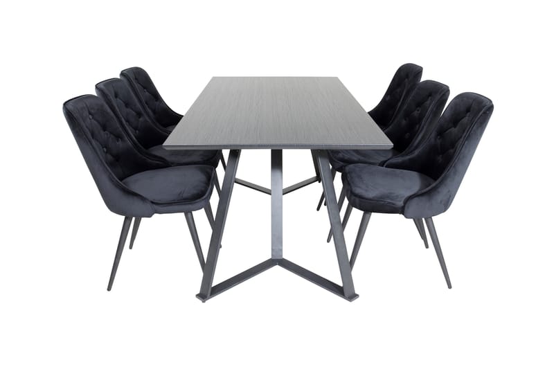 Marina Matgrupp 180 cm Rektangulär med 6 Velvet Deluxe stolar - Svart - Products - Möbler - Bord & matgrupp - Matgrupp